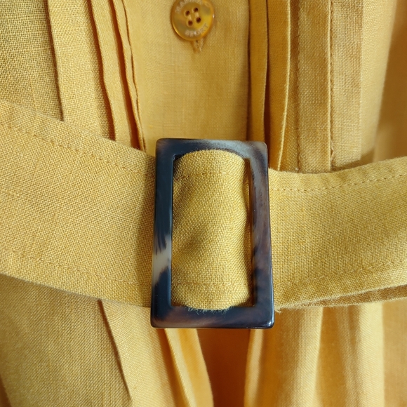 ‼️SOLD‼️ MARINA RINALDI Size US 12 Top 100% Linen Mango-Yellow Shirt Dress - Picture 11 of 16